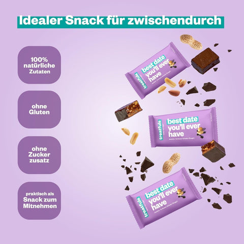 Treatfuls Best Date You'll Ever Have - wegański organiczny batonik z orzeszkami i soloną gorzką czekoladą bez dodatku cukru