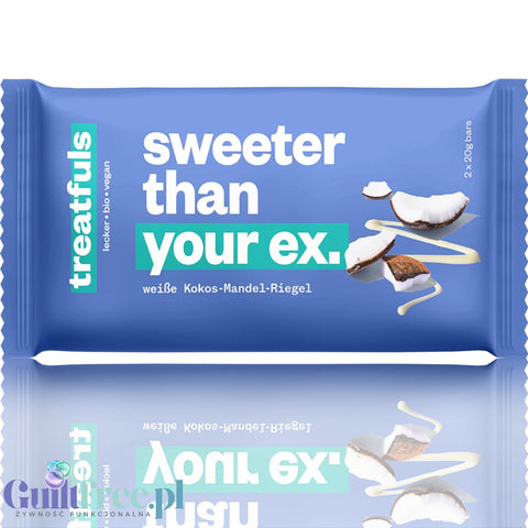 Treatfuls Sweeter Than Your Ex - wegański bio batonik z migdałami, cashew w białej 'czekoladzie' bez mleka z ksylitolem