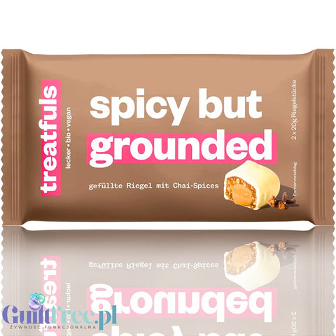 Treatfuls Spicy But Grounded - wegański batonik organiczny chai & orzechy laskowe w białej polewie z erytrolem