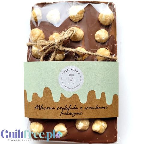 Orzechownia Mleczna czekolada rzemieślnicza bez dodatku cukru z orzechami laskowymi