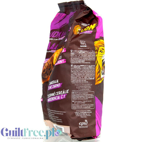 Lion Protein Caramel and Chocolate – whole grain caramel and chocolate breakfast cereal with 15% protein