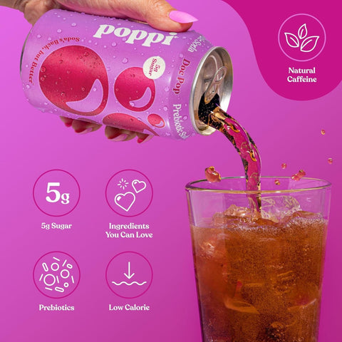 Poppi Prebiotic Soda Doc Pop 355ml - funkcjonalny napój z błonnikiem, stewią i octem jabłkowym