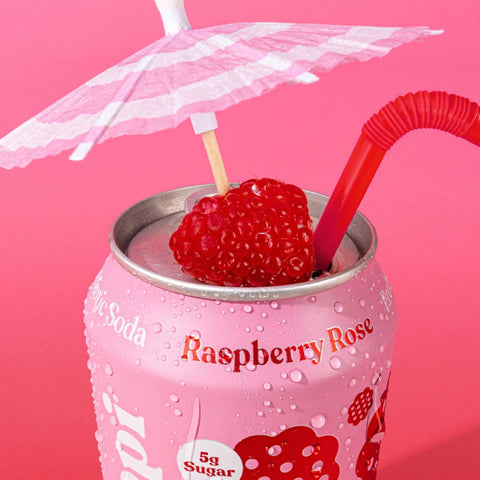 Poppi Prebiotic Soda Raspberry Rose 355ml - funkcjonalny napój z błonnikiem, stewią i octem jabłkowym