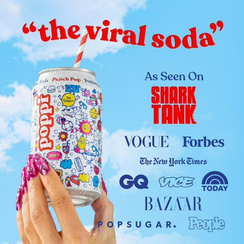 Poppi Prebiotic Soda Punch Pop 355ml – a functional drink with fiber, stevia, and apple cider vinegar