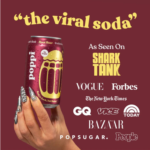 Poppi Prebiotic Soda Root Beer 355ml – a functional drink with fiber, stevia, and apple cider vinegar