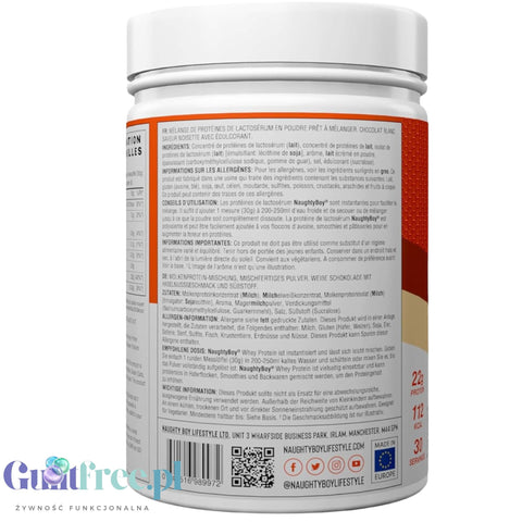 Naughty Boy Whey Premium Protein White Chocolate Hazelnut 900g - a thick protein supplement containing WPI, WPC, and MPC