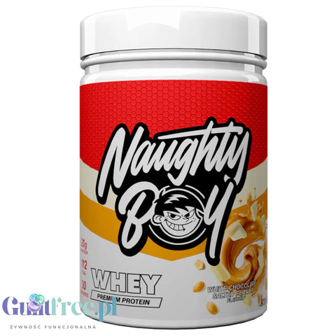Naughty Boy Whey Premium Protein White Chocolate Salted Peanut 900g - a nutrient dense protein supplement WPI, WPC & MPC