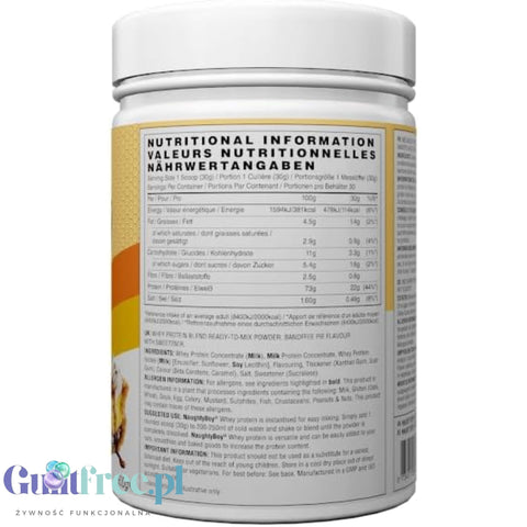 Naughty Boy Whey Premium Protein Banoffee Pie 900g - a thick protein supplement containing WPI, WPC, and MPC