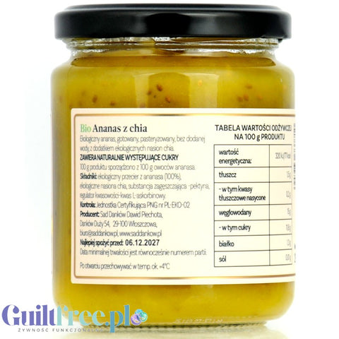 Sad Danków Bio Pineapple with Chia, organic jam with no added sugar or sweeteners, 100% fruit