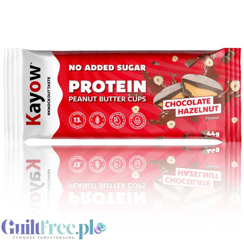 Kayow KETO Protein Peanut Butter Cups Chocolate Hazelnut - proteinowe miseczki z kremem orzechowym i mleczną czekoladą bez cukru