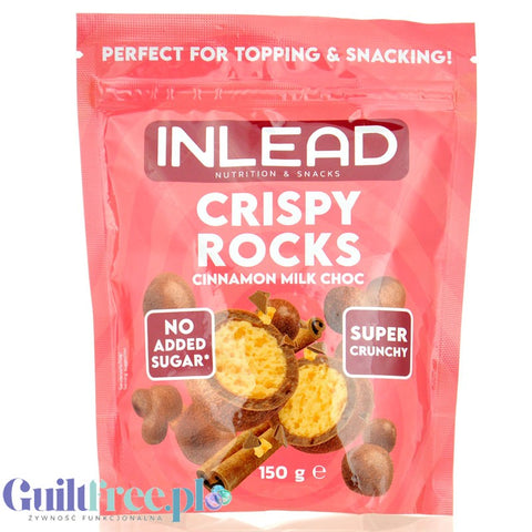 Inlead Crispy Rocks Cinnamon Milk Choc - chrupiące kuleczki kukurydziane w cynamonowej mlecznej czekoladzie bez cukru