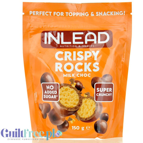 Inlead Crispy Rocks Milk Choc - chrupiące kuleczki kukurydziane w mlecznej czekoladzie bez cukru