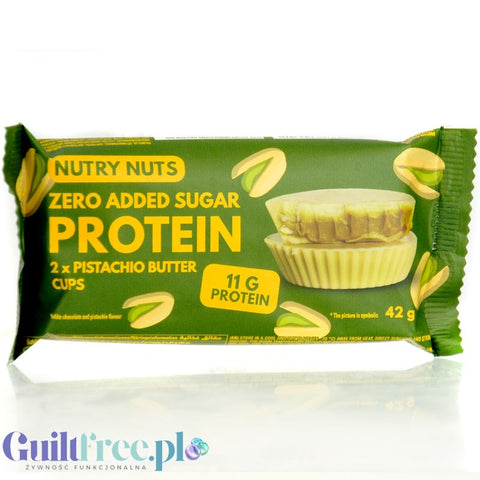 Nutry Nuts Pistachio Butter Cups White Chocolate - miseczki proteinowe 67% mniej cukru, Biała Czekolada & Pistacje