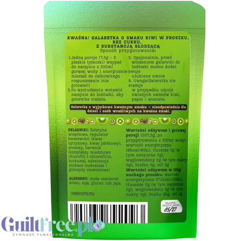 Funky Jelly Kiwi Instant Jelly, 15 servings - SOUR (!) sugar-free jelly, only 19 calories