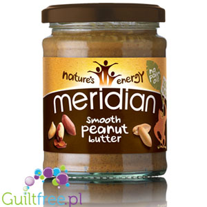 Meridian smooth peanut butter 100% nuts - ground peanut butter, roasted in skins, smoothly ground, with no added sugar and no sa