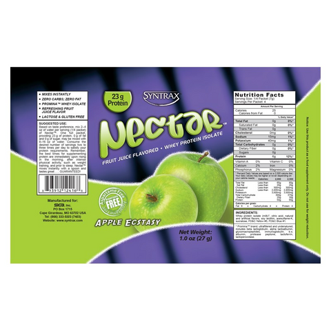 Syntrax Nectar Grab N Go Caribbean Fruit Juice Flavored Whey Protein Isolate