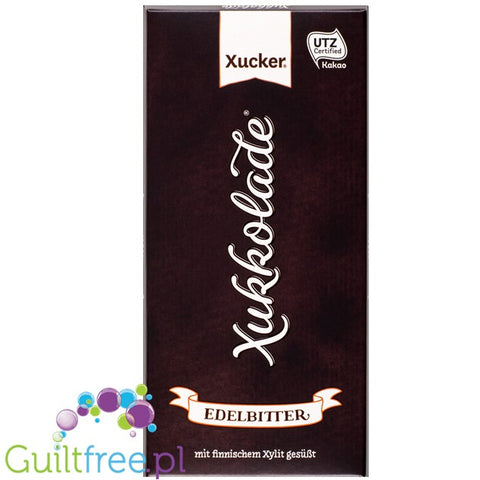 Dark chocolate without sugar sweetened with Finnish xylitol