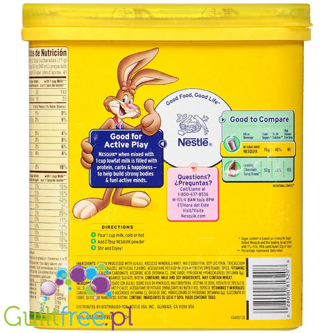 Nesquik ®, Nestle, Chocolate Flavor No Sugar Added 