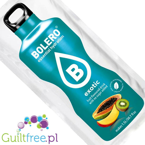 Bolero Instant Fruit Flavored Drink with sweeteners, Exotic - Powder Mix for preparation of exotic fruit flavored beverage with 