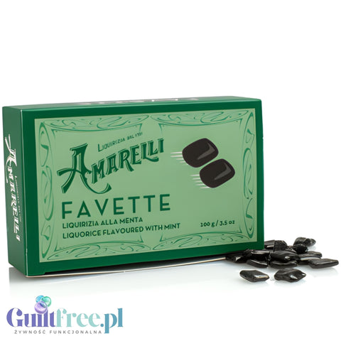 Amarelli Licorice Favette with Mint 100g - Calabrian licorice 100% with natural mint extract