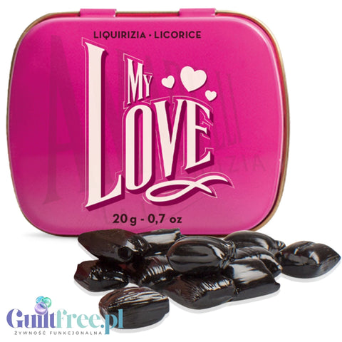 Amarelli Liquirizia My Love 20g - kalabryjska lukrecja 100% bez cukru w ozdobnej puszce