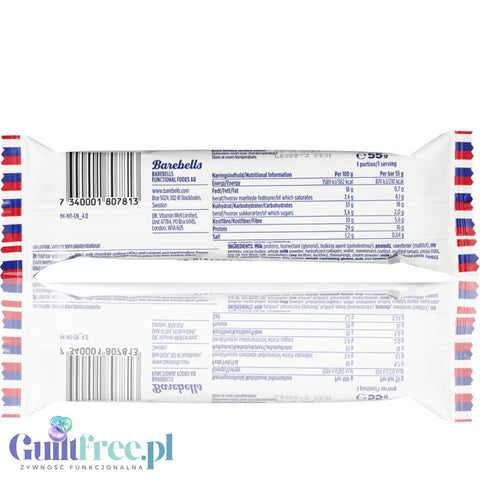 Barebells Soft Peanut Cloud - miękki piankowy baton białkowy bez cukru, orzechowa pianka w mlecznej czekoladzie 16g białka