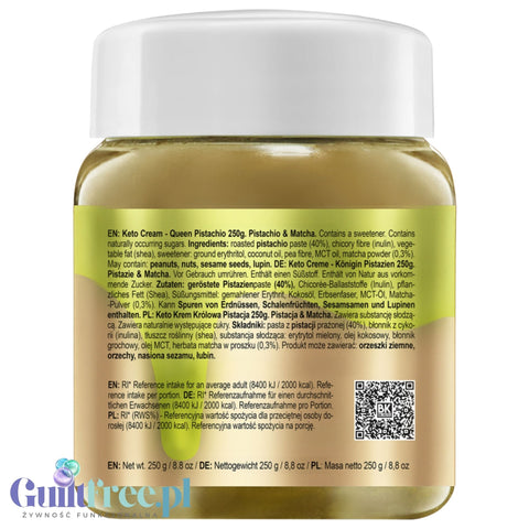 BeKeto Keto Cream™ Pistachio Queen - sugar-free pistachio cream with Matcha