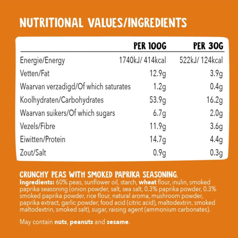 Bites We Love Crunchy Peas Smoked Paprika 100g