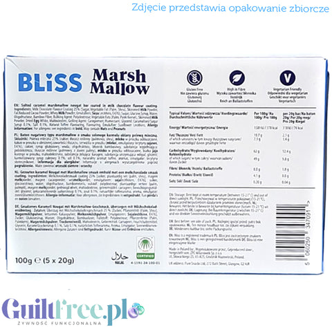 Bliss MarshMallow Caramel Delight - batonik z pianką i karmelem w czekoladzie, tylko 76 kcal