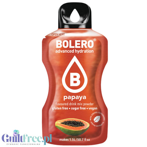Bolero Drink Papaya 9g - saszetka do napojów bez cukru ze stewią, Papaja