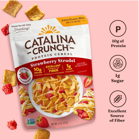 Catalina Crunch Protein Cereal, Strawberry Strudel - low-carb, sugar-free breakfast cereal with strawberry pastry flavor