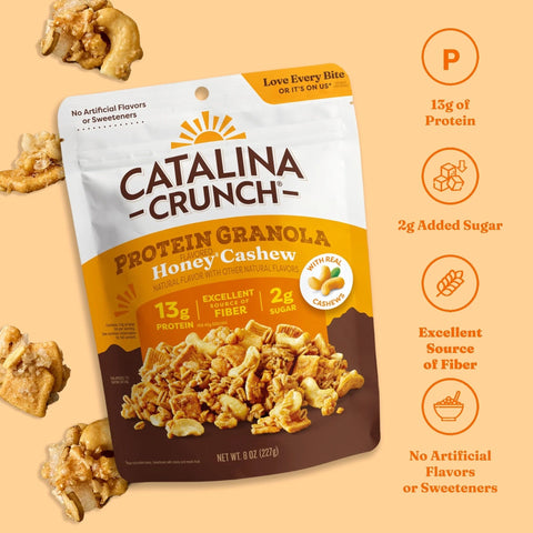 Catalina Crunch Protein Granola, Honey Cashew - luksusowa granola bez cukru i glutenu z nerkowcami, smak miodowy