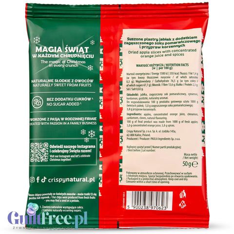 Crispy Natural Rozgrzewające Jabłko XXL - chrupiące plastry jabłka z dodatkiem pomarańczy i przypraw korzennych
