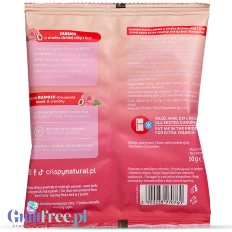 Crispy Natural o Smaku Dzikiej Róży i Liczi XXL - chrupiące plastry jabłka o smaku dzikiej róży i liczi edycja limitowana