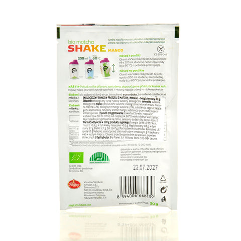 Amylon Bio Matcha Shake Mango - organic powdered shake with matcha and mango