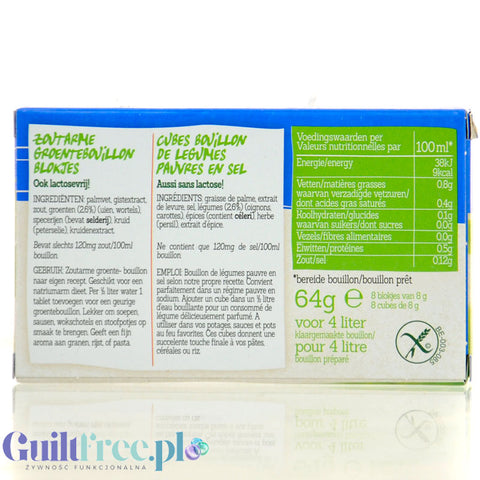 Damhert Bouillon Vegetable Cube 8 x 8g - bezglutenowe rosołowe kostki warzywne niskosodowe bez cukru