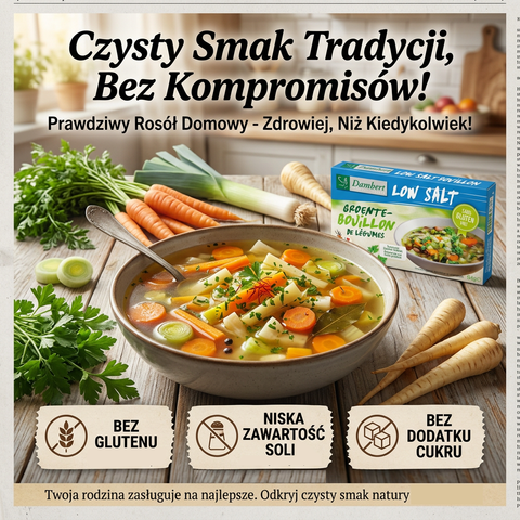 Damhert Bouillon Vegetable Cube 8 x 8g - bezglutenowe rosołowe kostki warzywne niskosodowe bez cukru