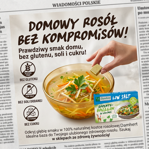 Damhert Bouillon Vegetable Cube 8 x 8g - bezglutenowe rosołowe kostki warzywne niskosodowe bez cukru