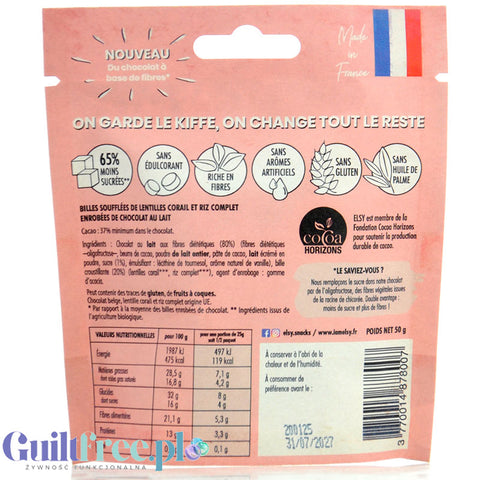 Elsy Chocolat Au Lait Billes Soufflees - bezglutenowe chrupiące kuleczki w czekoladzie 65% mniej cukru