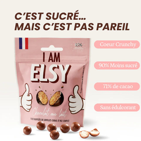 Elsy Chocolat Au Lait Billes Soufflees - bezglutenowe chrupiące kuleczki w czekoladzie 65% mniej cukru