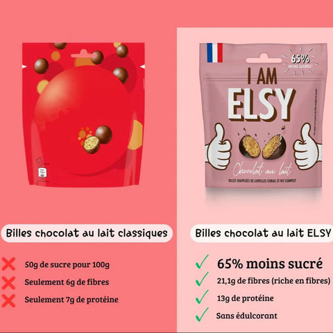Elsy Chocolat Au Lait Billes Soufflees - bezglutenowe chrupiące kuleczki w czekoladzie 65% mniej cukru