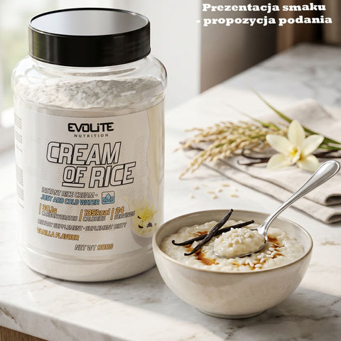 Evolite Nutrition Cream of Rice Vanilla 900g - węglowodanowy kleik ryżowy na zimno bez gotowania