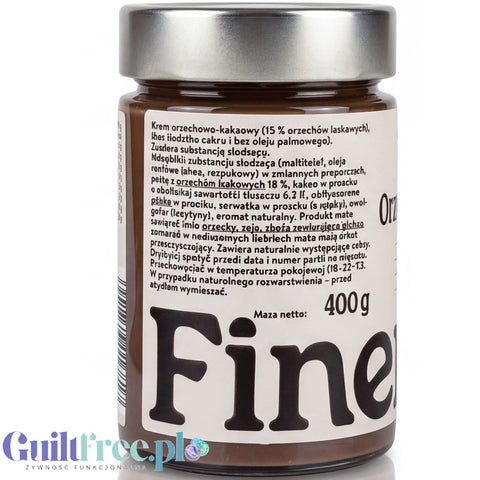Finer  Eaters  krem orzechowo-kakaowy  bez dodatku cukru i oleju palmowego 400g