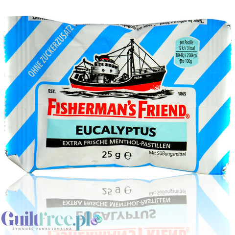Fisherman's Friends Eucalyptus - mocne miętowo-mentolowe pastylki bez cukru (NIE DLA DZIECI)