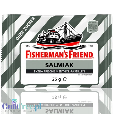 Fisherman's Friend Salmiak - słona mentolowa lukrecja bez cukru, pastylki pudrowe