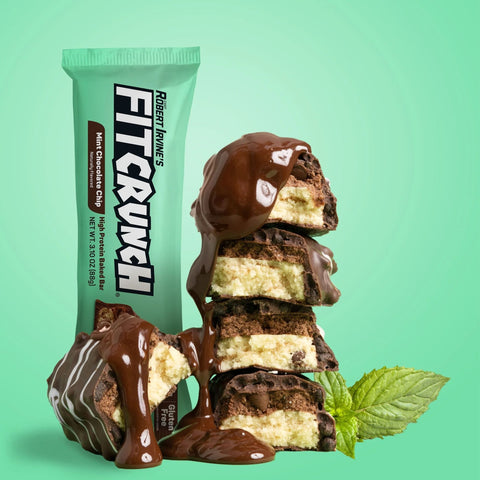 Fit Crunch Mint Chocolate Chip XXL - wypiekany baton proteinowy z WPI, 6 warstw 30g białka