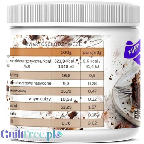 Funky Flavors Splash Brownie 150g - niskokaloryczny proszek smakowy, smak brownie z kawałkami ciasteczek
