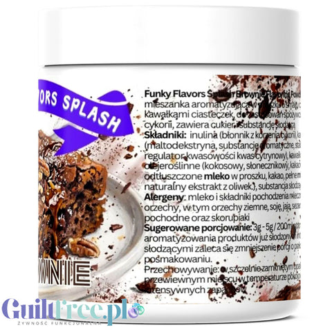 Funky Flavors Splash Brownie 50g - niskokaloryczny proszek smakowy, smak brownie z kawałkami ciasteczek