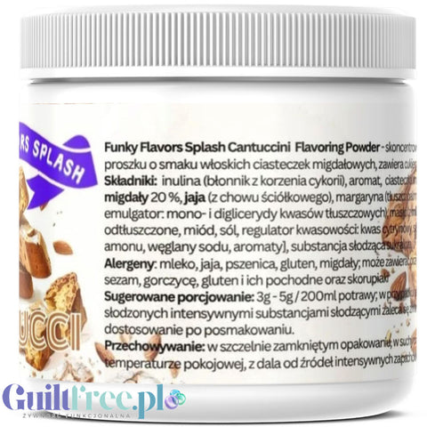 Funky Flavors Splash Cantucci 150g - aromat słodzący w proszku 7kcal, smak ciasteczka migdałowe