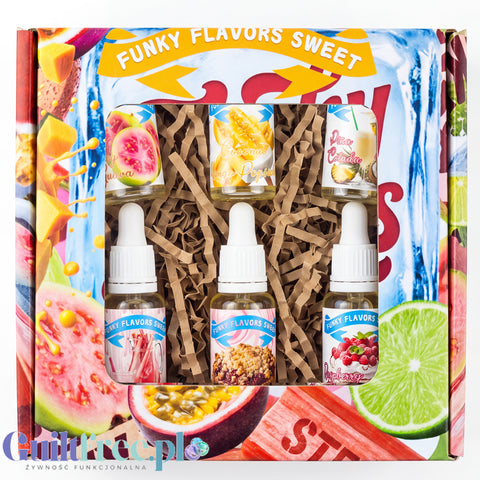 Funky Flavors Sweet 6 x 10ml, Set Testerski Zmysłowe Lato - zestaw kropelek smakowych, wakacyjna edycja